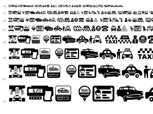 Taxi font waterfall