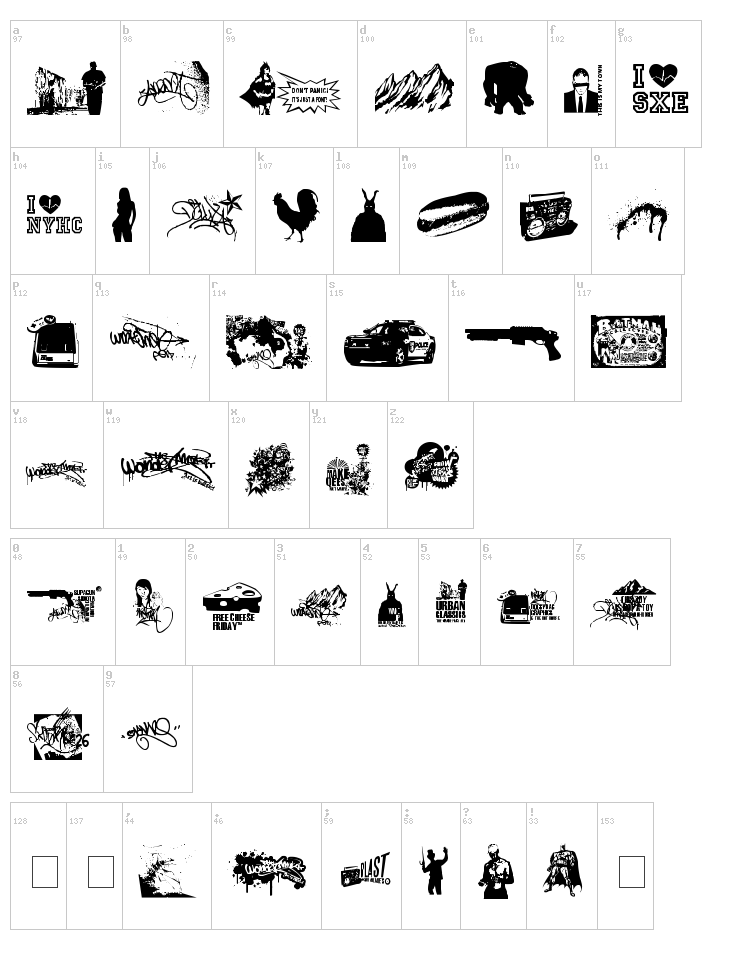 This Is My Town! font map