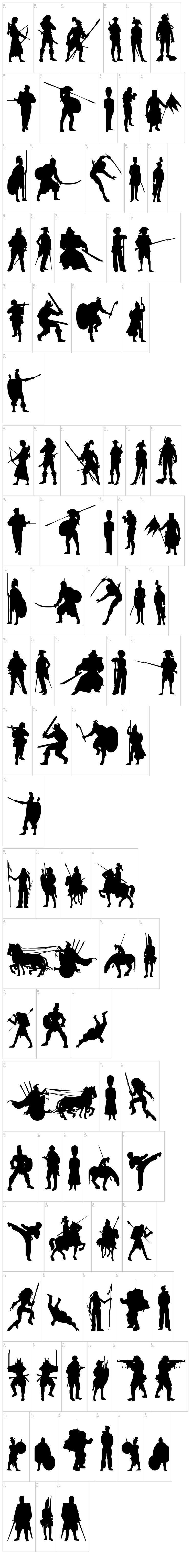 Time Warriors font map