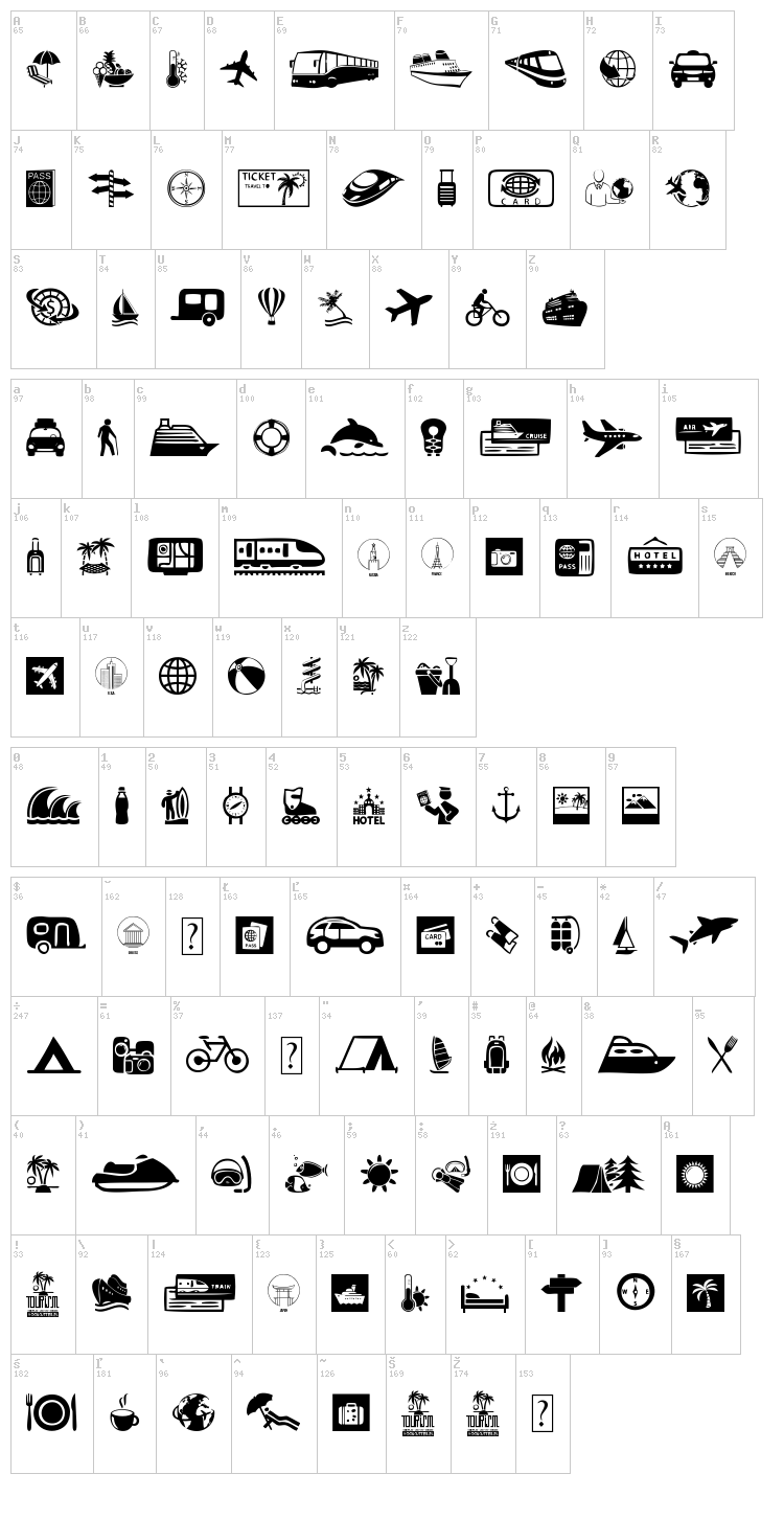 Tourism font map