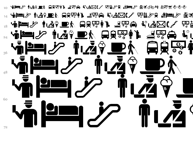 Travelcons font waterfall