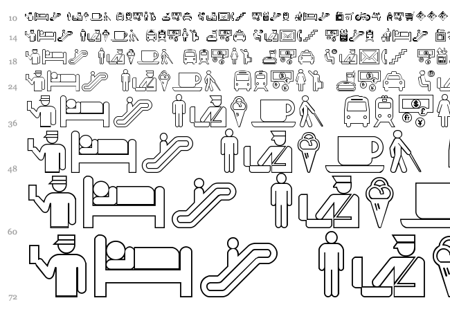 Travelcons font waterfall