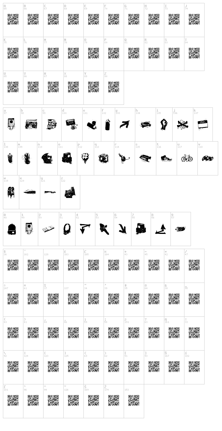 Urban Life font map