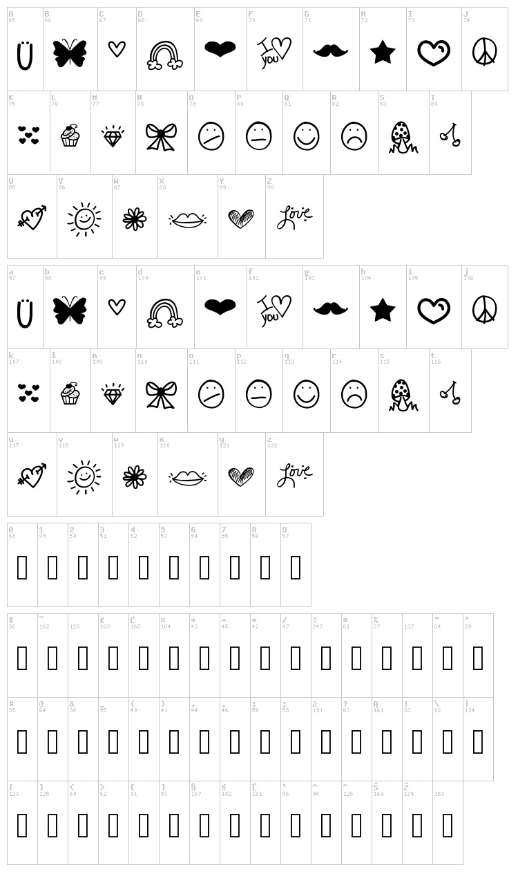 VBdings font map