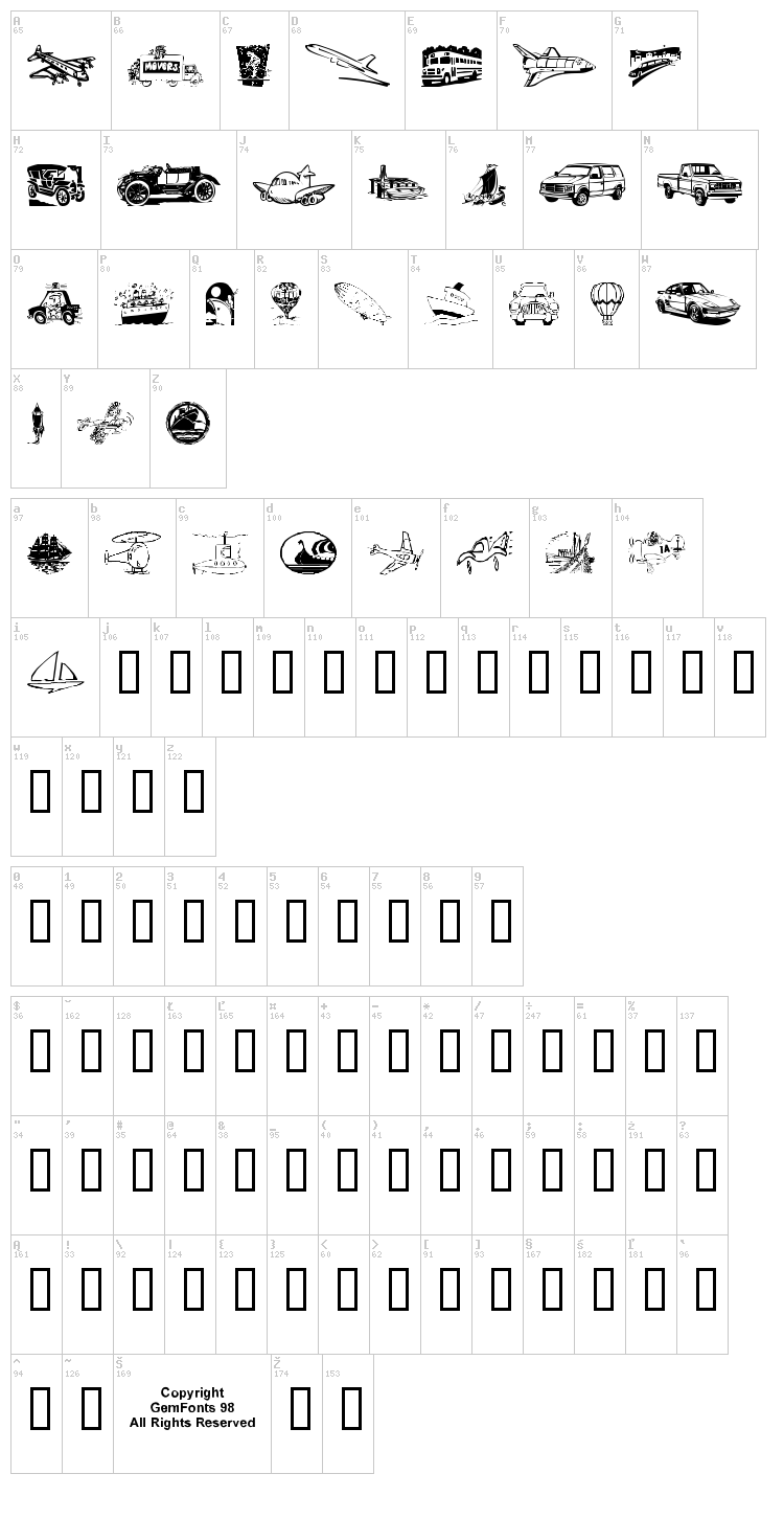 Vehicular font map