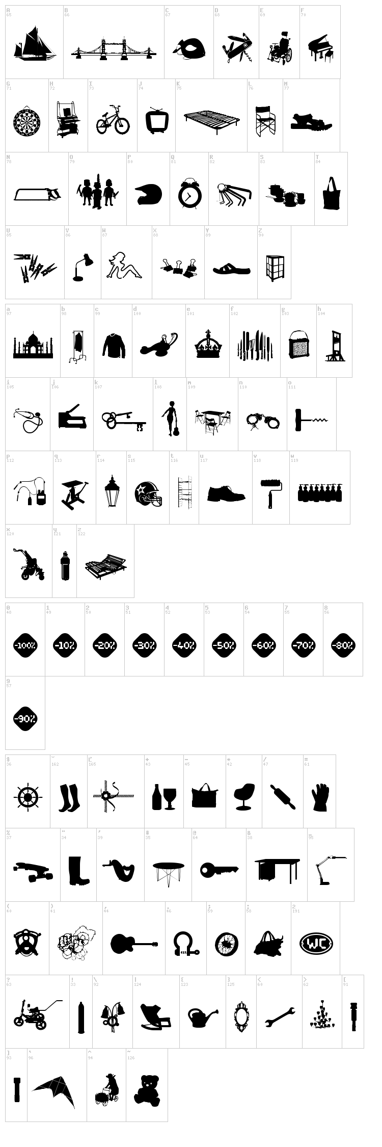 WC Sold Out B Bta font map