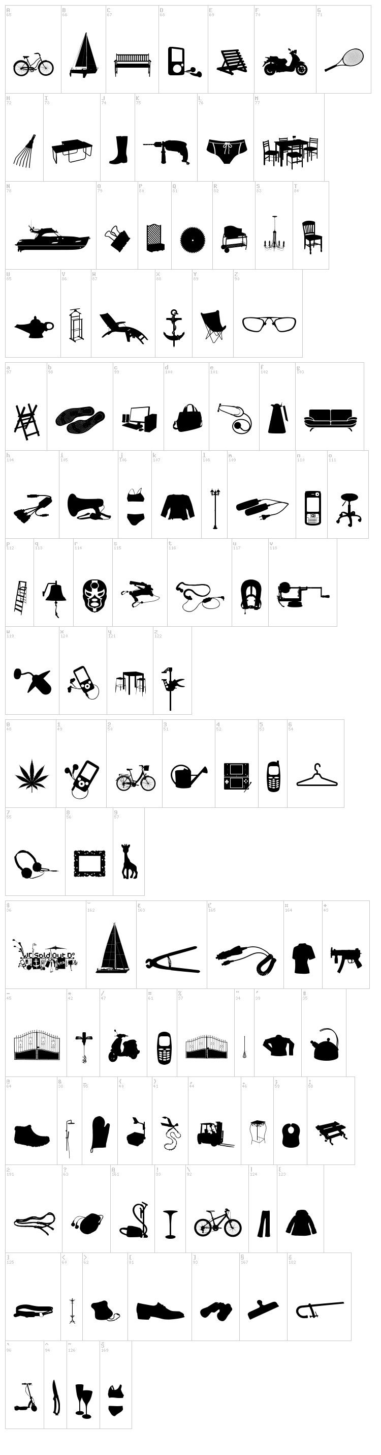 WC Sold Out D Bta font map