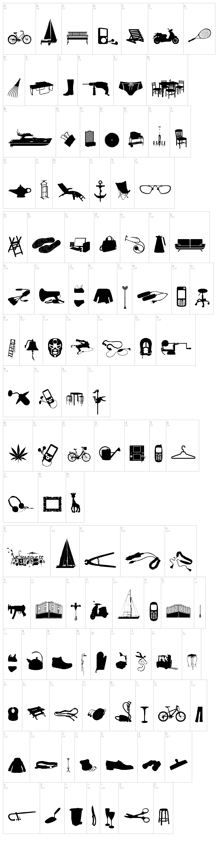 WC Sold Out D Bta font map