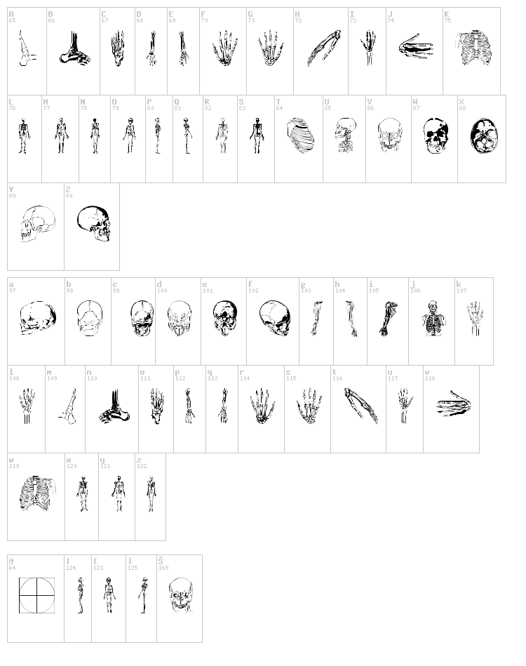 We Inside font map