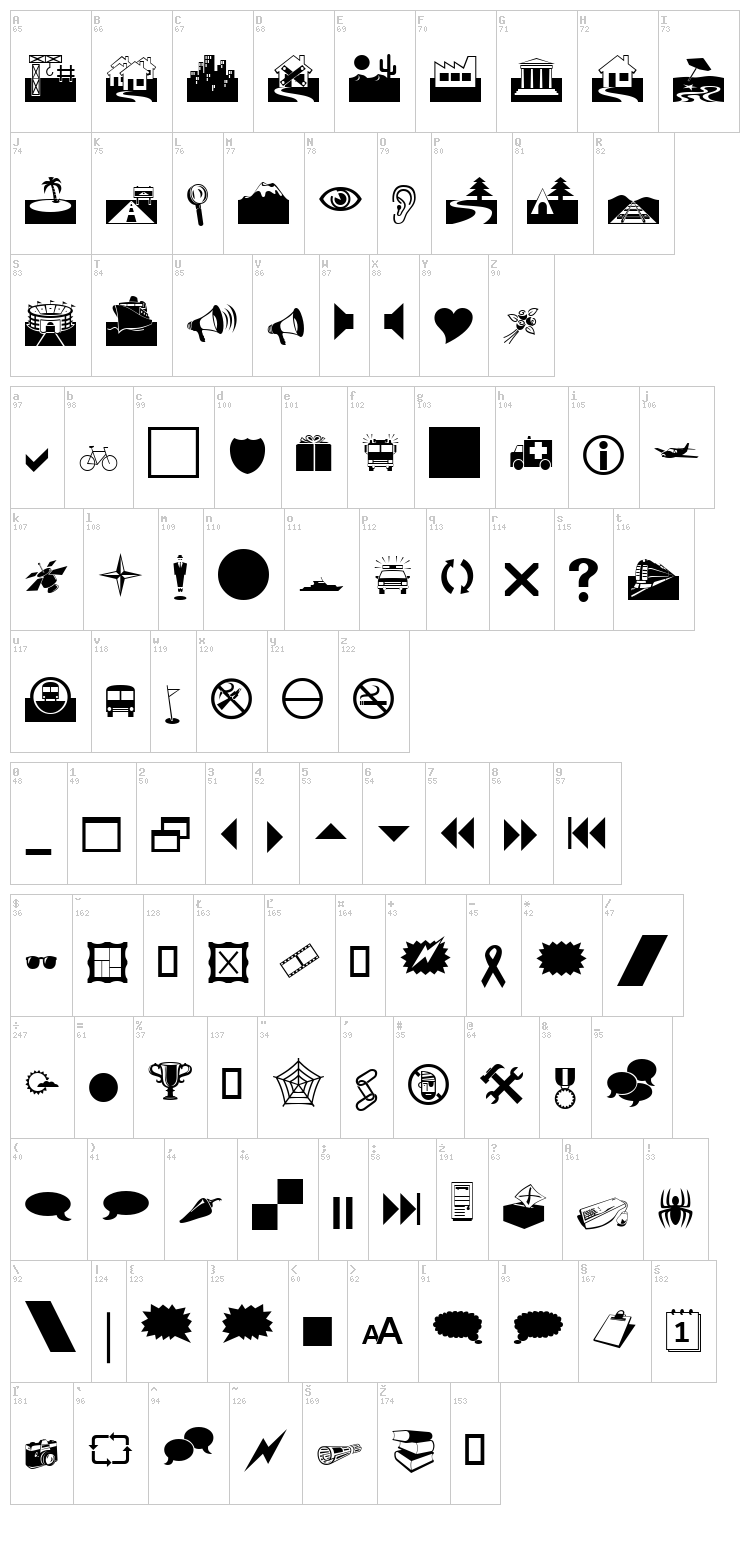 Webs font map