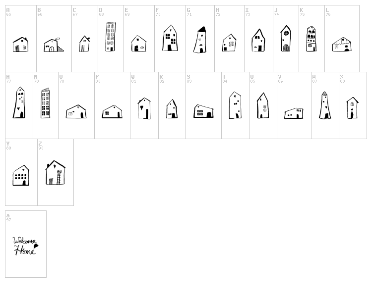 Welcome Home font map