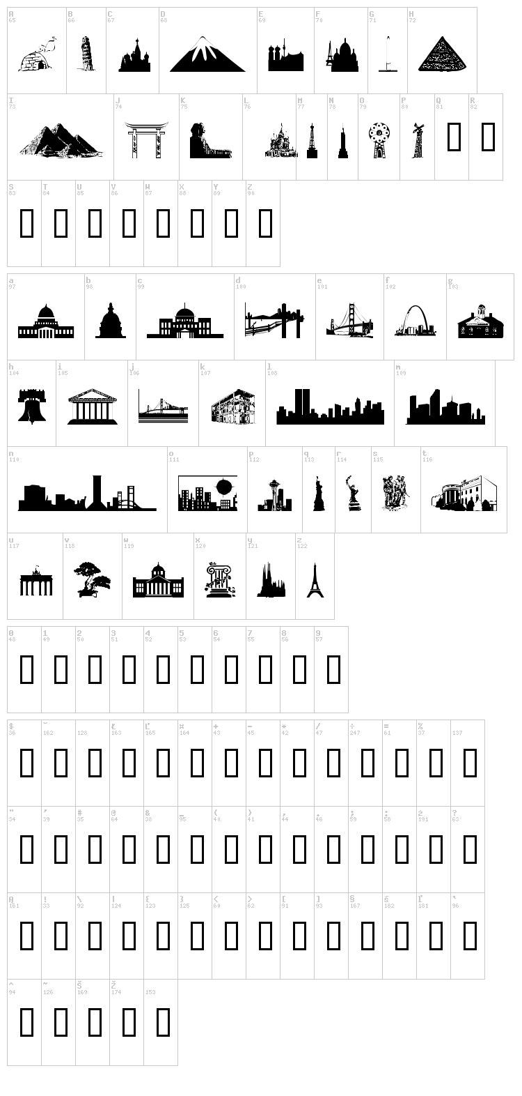 WM Architect 1 font map