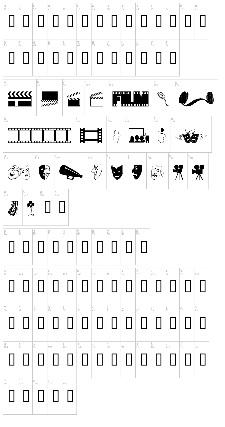 WM Drama 1 font map