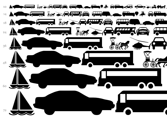 WM Transport 1 font waterfall