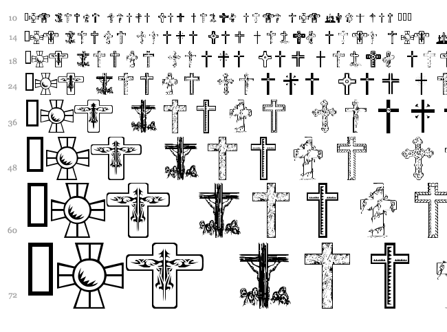 WM Crosses 1 font waterfall