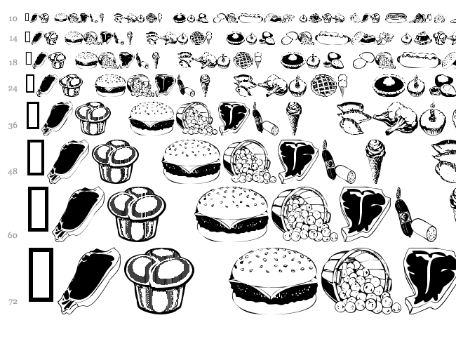 WM Food 2 font waterfall