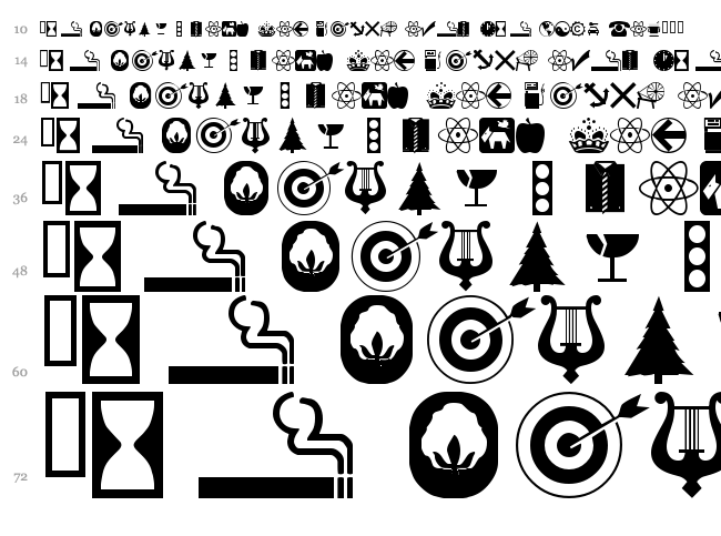 WM Symbols font waterfall