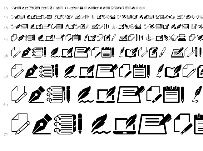Writing font waterfall