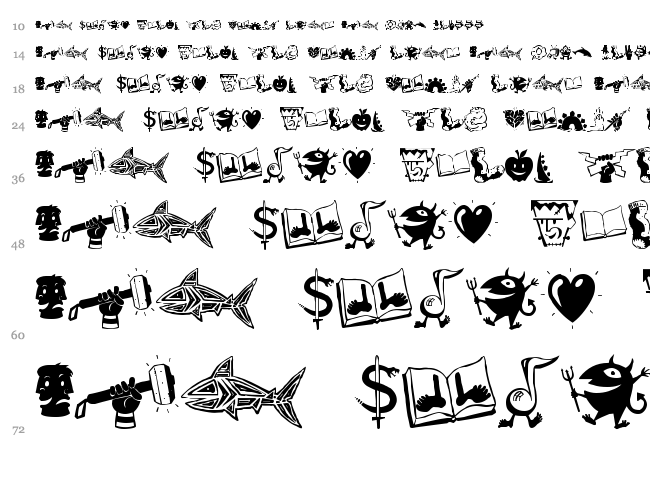 Zono Dingbats font waterfall