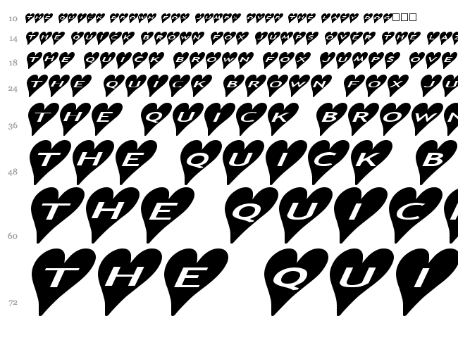 AlphaShapes Hearts font waterfall