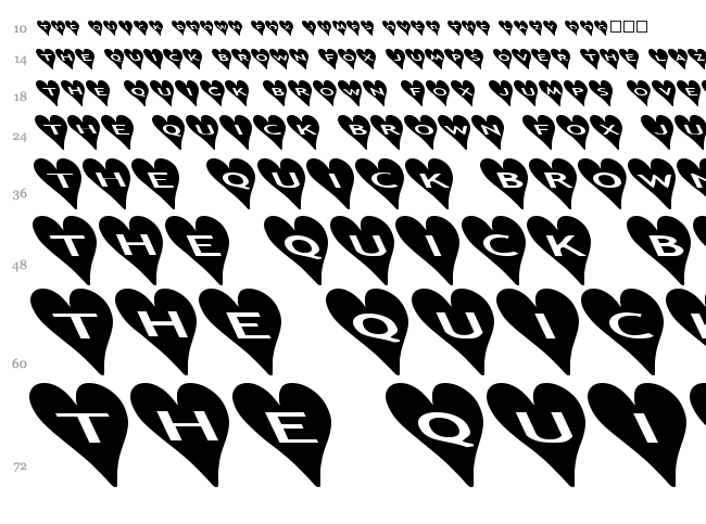 AlphaShapes Hearts font waterfall