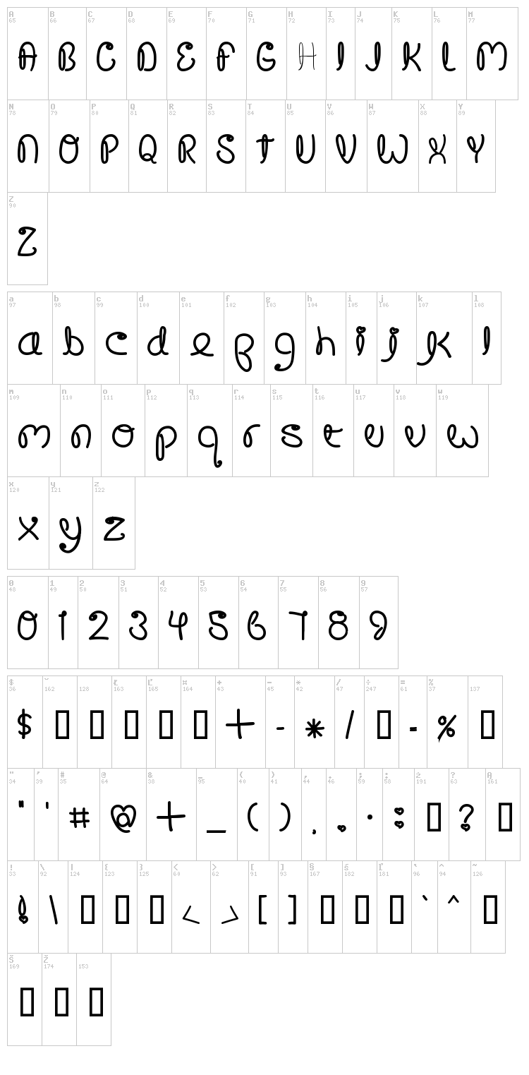 Crushed Out Girl font map