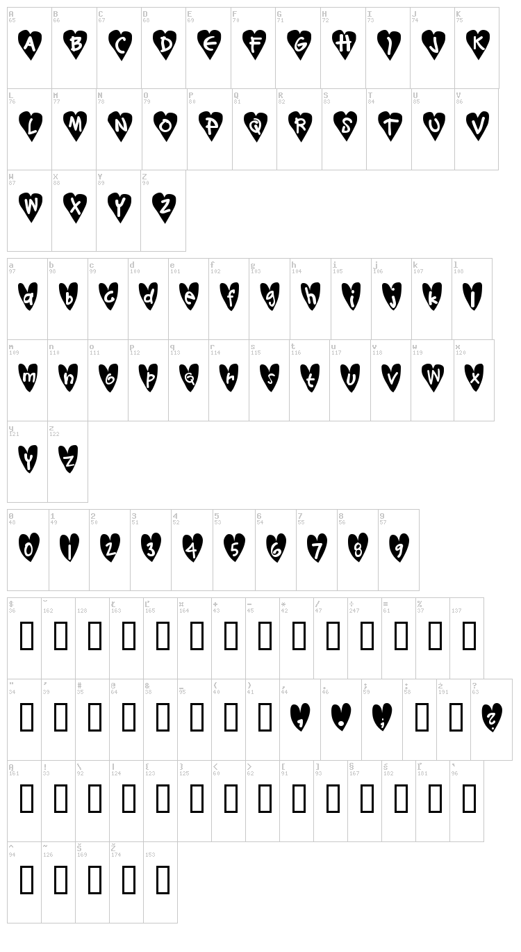 Djellibejbi font map
