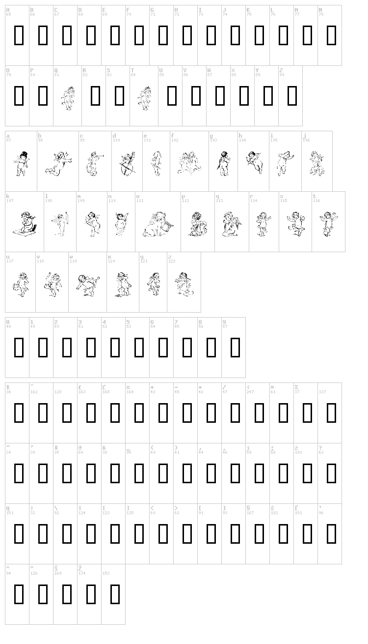 Gabriel's Angels font map