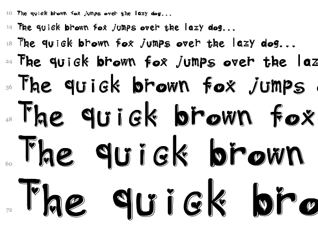 Heart Emboss font waterfall