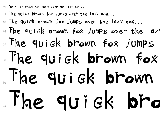 Heart Emboss font waterfall