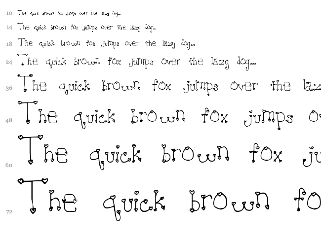 Heartache Teen Crush font waterfall