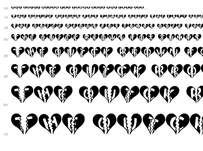 Heart Broken font waterfall