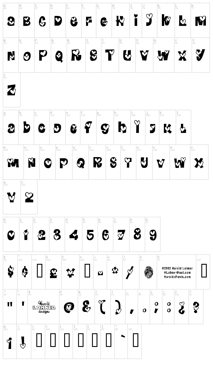 Heartland font map