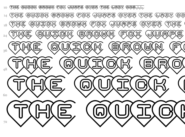 Hearts BRK font waterfall