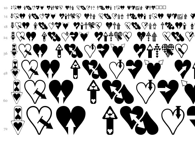 Hearts n Arrows font waterfall