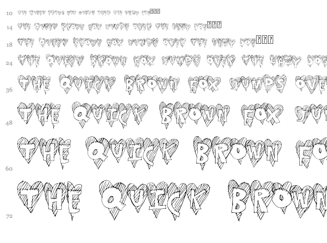 Heart Stripe font waterfall
