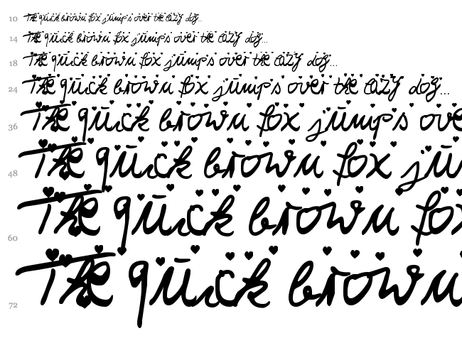 I love you font waterfall