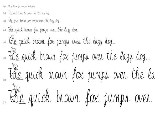 Jessy Heart font waterfall