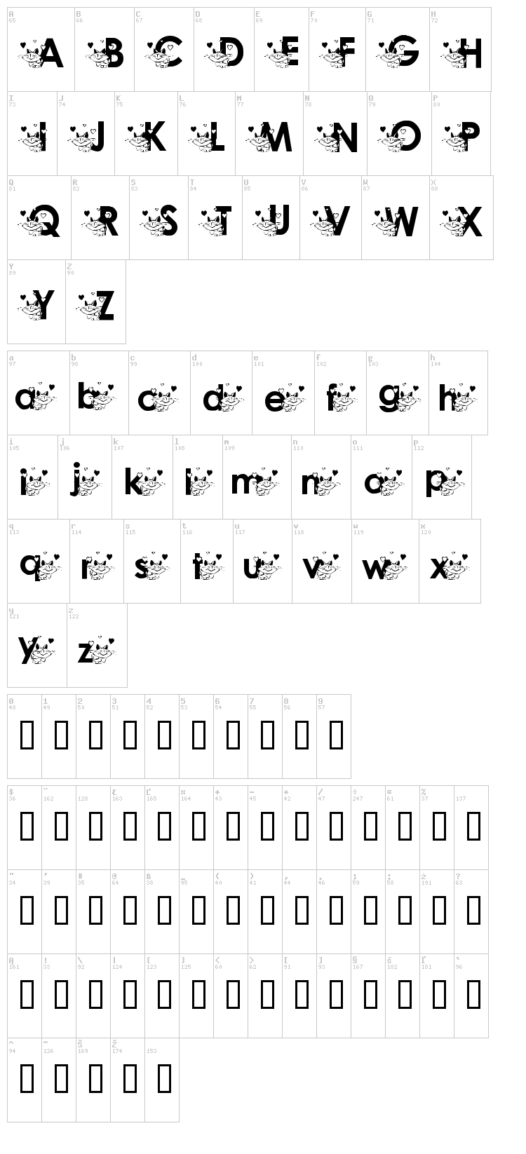 Katzcatz KG font map