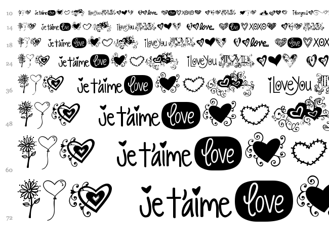 KG Heart Doodles font waterfall