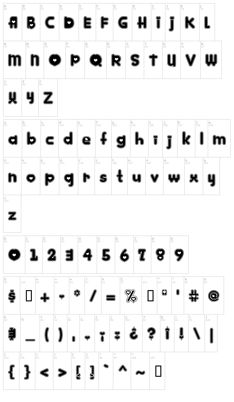 Kinkee font map