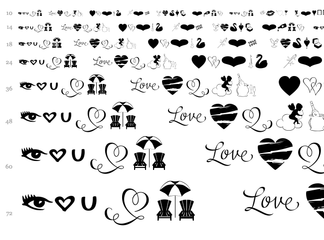 Love Romance font waterfall