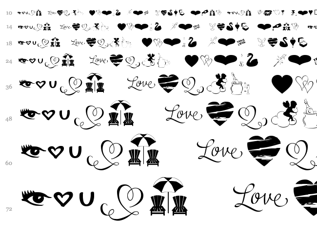 Love Romance font waterfall