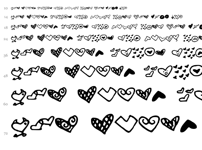 MW Heart font waterfall