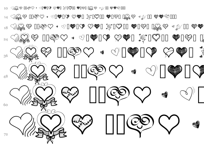 PW Little Hearts font waterfall