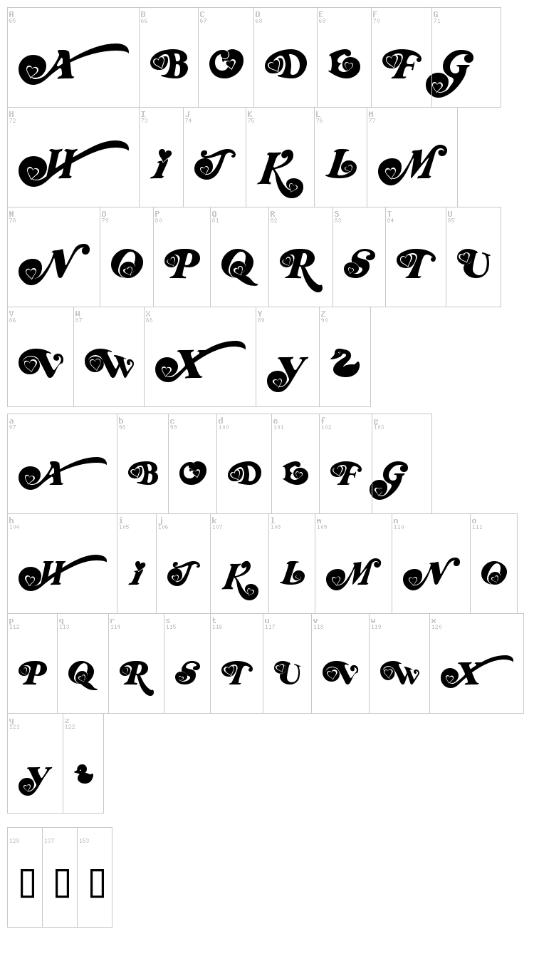 RD Honey font map