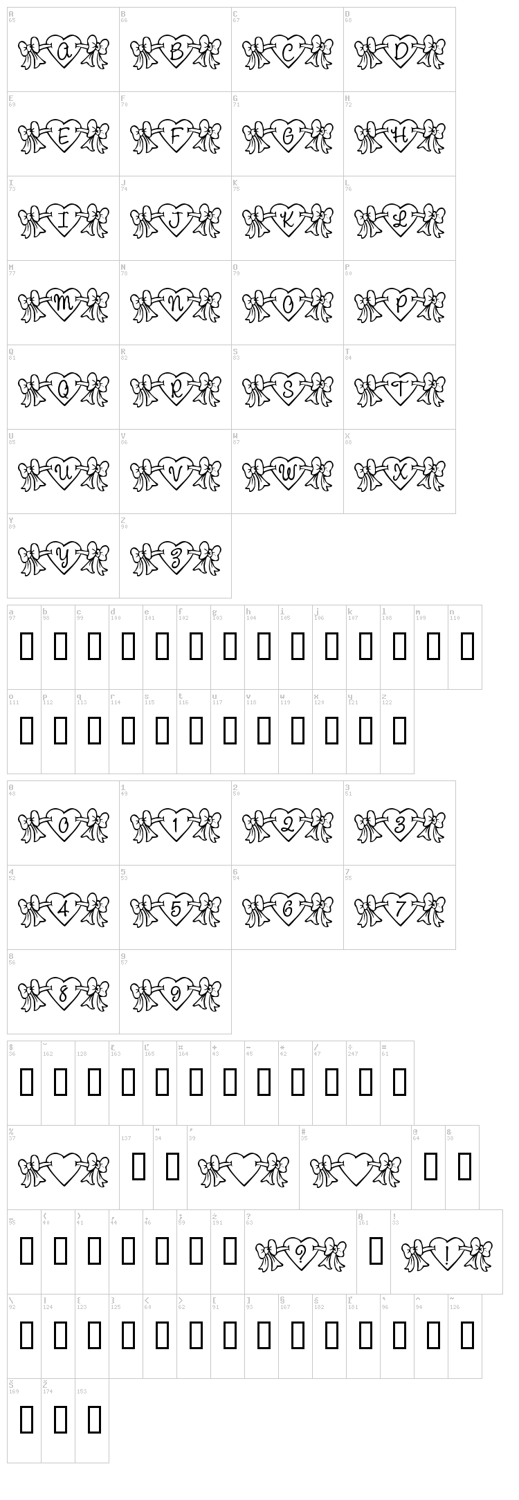 RMBowhrt font map