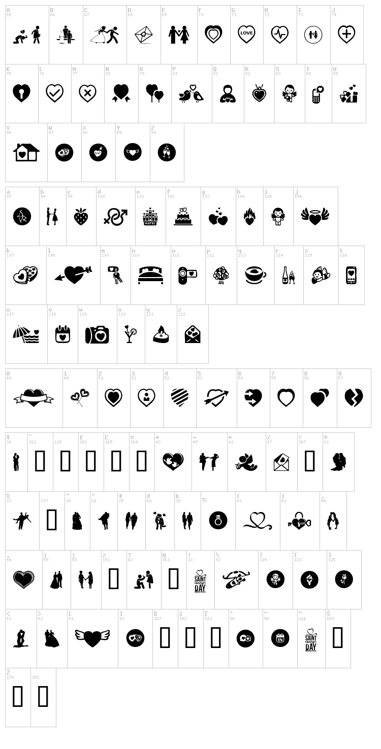 Saint Valentine's Day font map