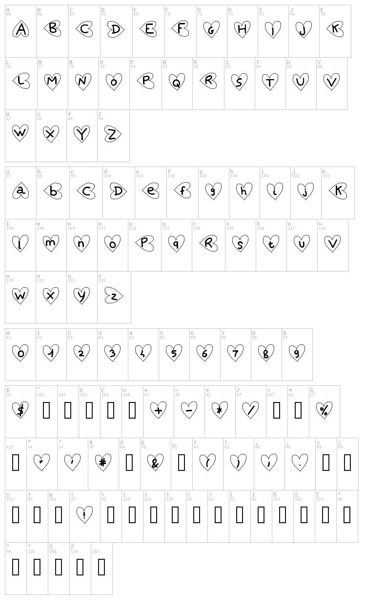 Saint Valentin font map