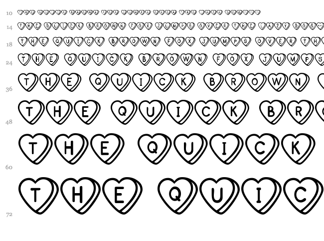 Sweat Hearts BV font waterfall